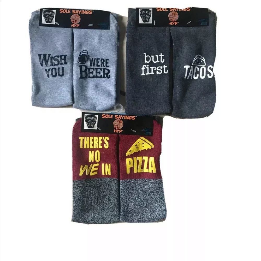 3 pair hyp sole saying  socks size 6-12 New